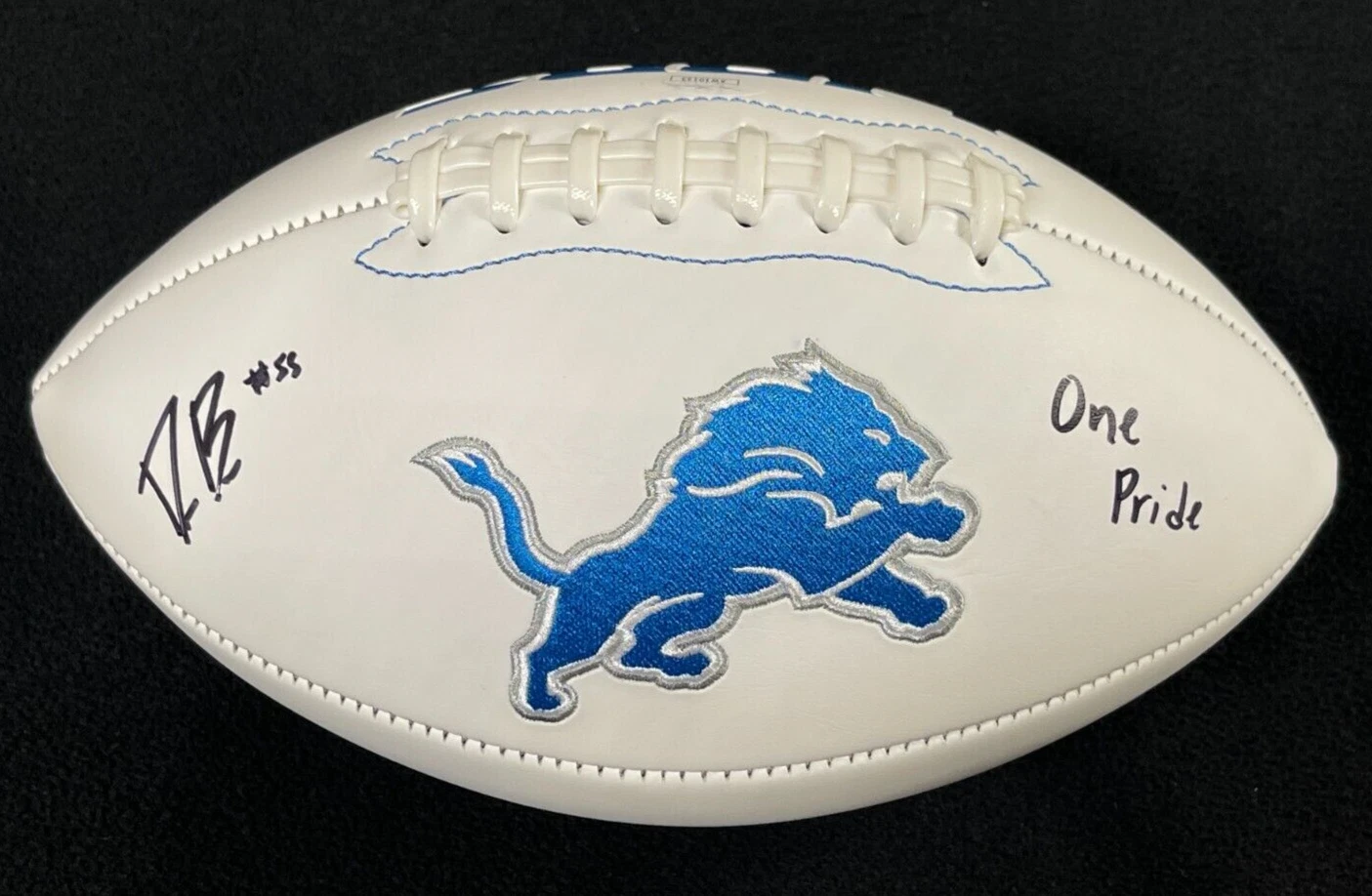 Derrick Barnes Signed & Inscribed Detroit Lions Football JSA COA
