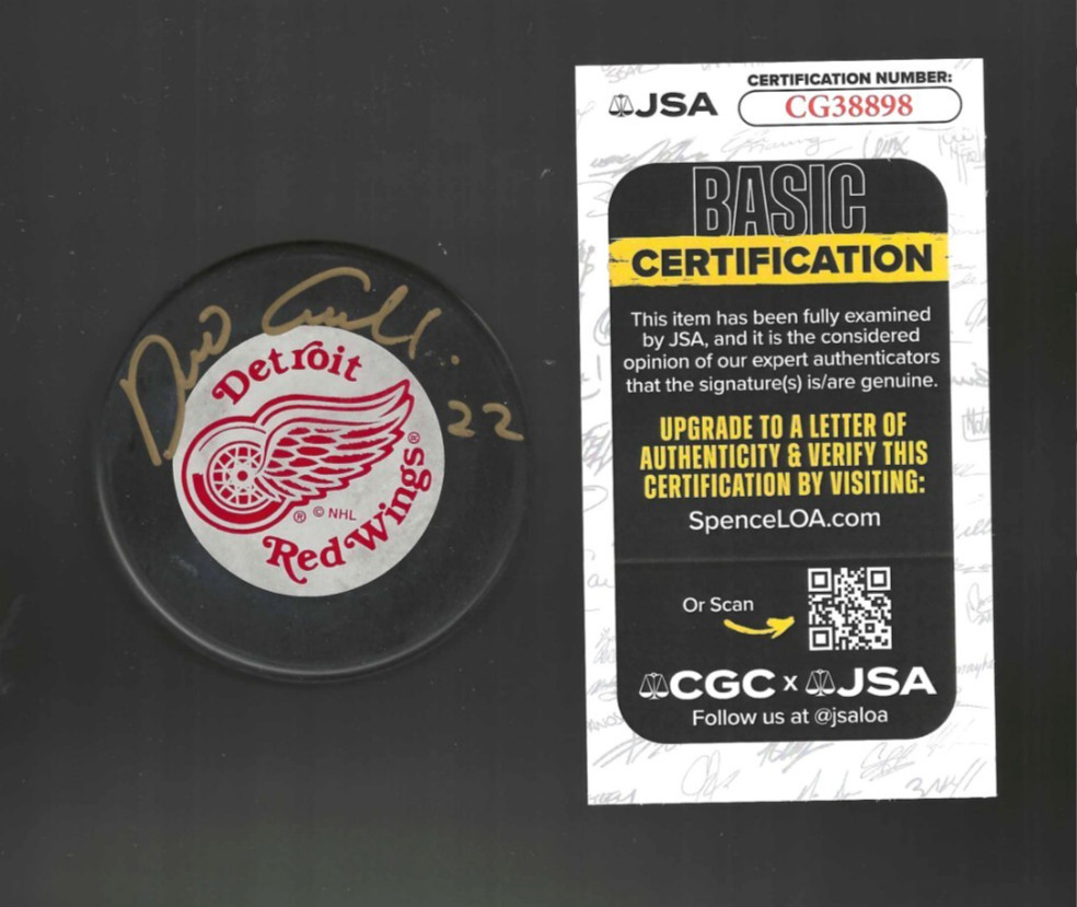 Dino Ciccarelli Signed Detroit Red Wings Trench Puck JSA COA