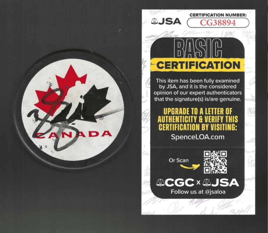 Brendan Shanahan Signed Detroit Red Wings Team Canada 1996 Summit Puck JSA COA