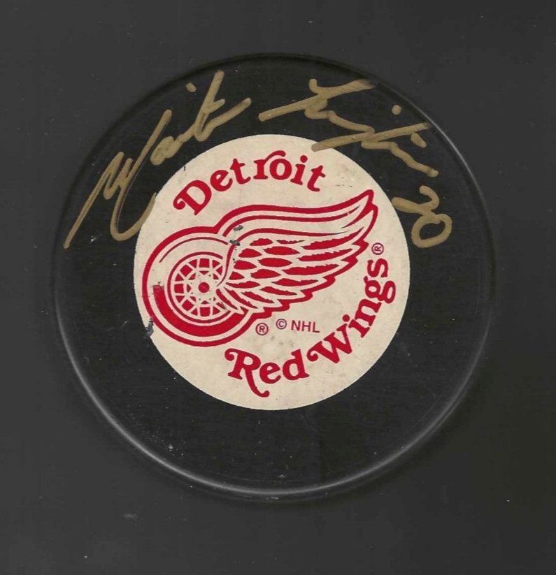 Martin Lapointe Signed Detroit Red Wings Trench Puck