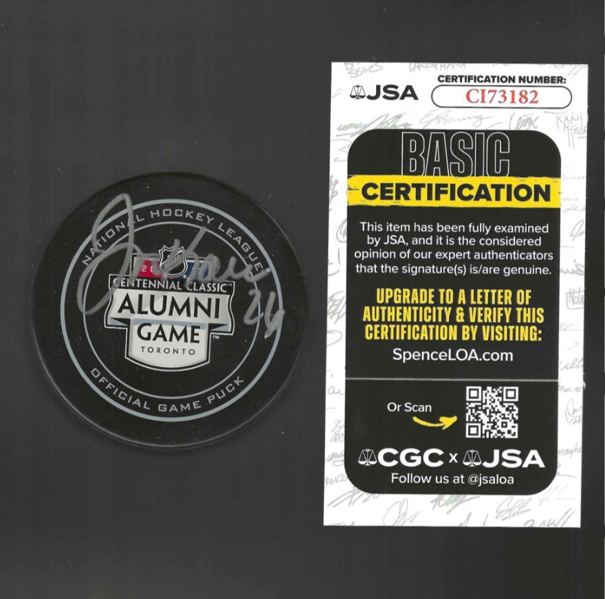 Joe Kocur Signed Detroit Red Wings Centennial Classic Alumni Game Puck JSA COA
