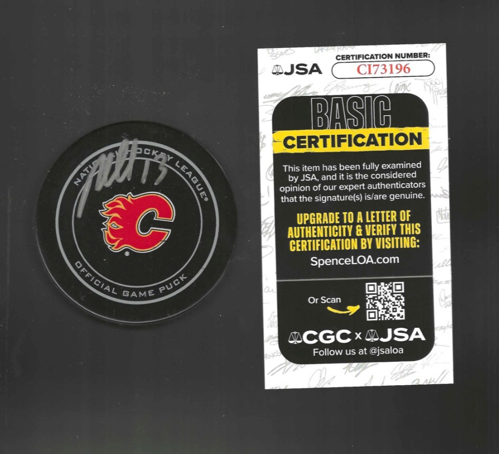 Mike Cammalleri Signed Calgary Flames Official Game Puck JSA COA