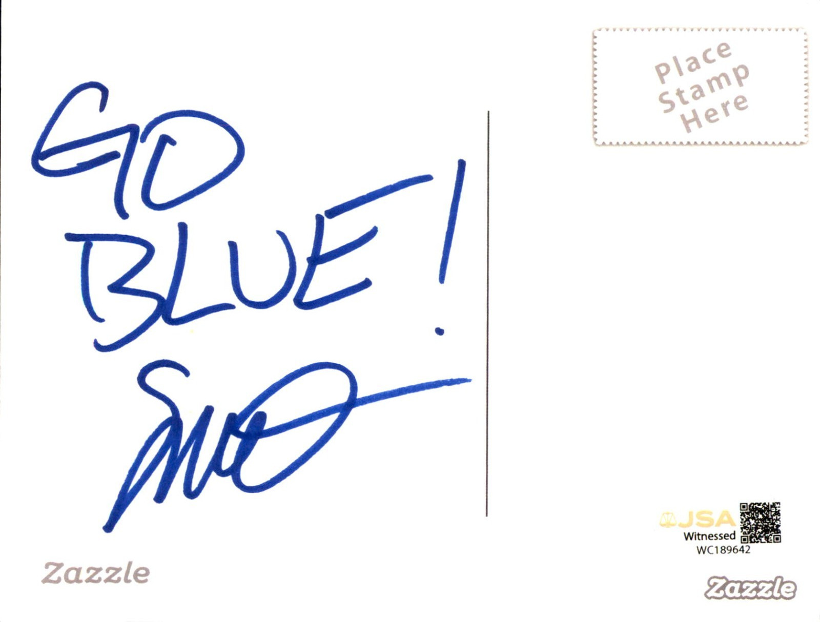 Semaj Morgan Signed & Inscribed Ann Arbor Postcard Michigan Wolverines JSA COA