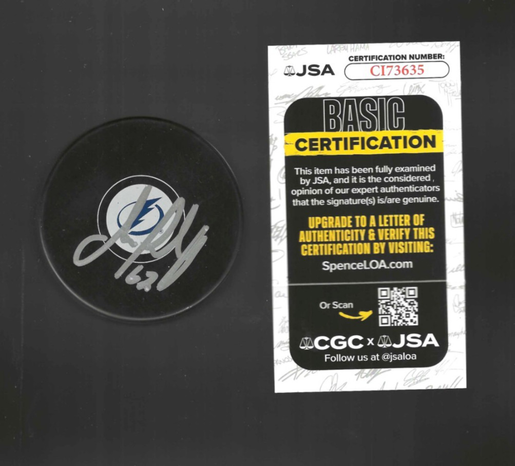 Jack Finley Signed Tampa Bay Lightning Puck JSA COA
