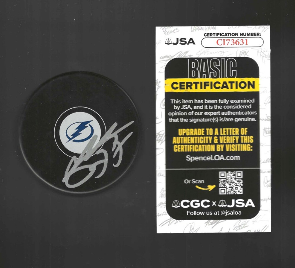 Emil Lilleberg Signed Tampa Bay Lightning Puck JSA COA