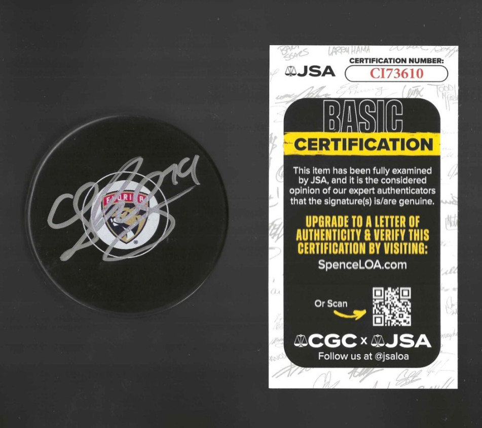 Cole Schwindt Signed Florida Panthers Puck JSA COA