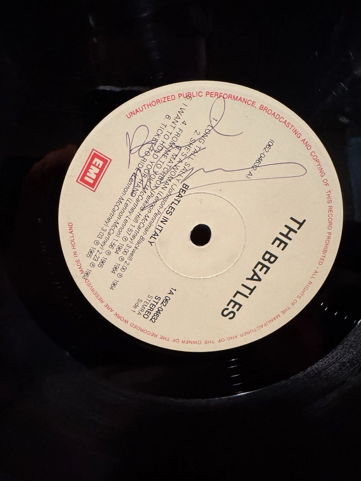 Paul McCartney Signed The Beatles In Italy Album JSA Tracks Lennon Harrison