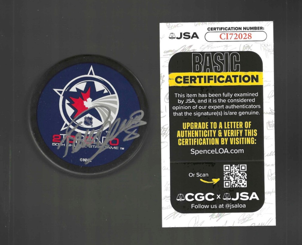 Teemu Selanne Signed Anaheim Mighty Ducks 2000 NHL All Star Game Puck JSA COA