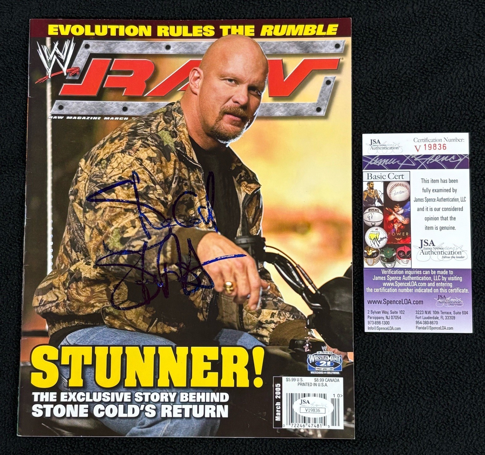 Stone Cold Steve Austin Signed WWE Raw Magazine JSA Authenticated