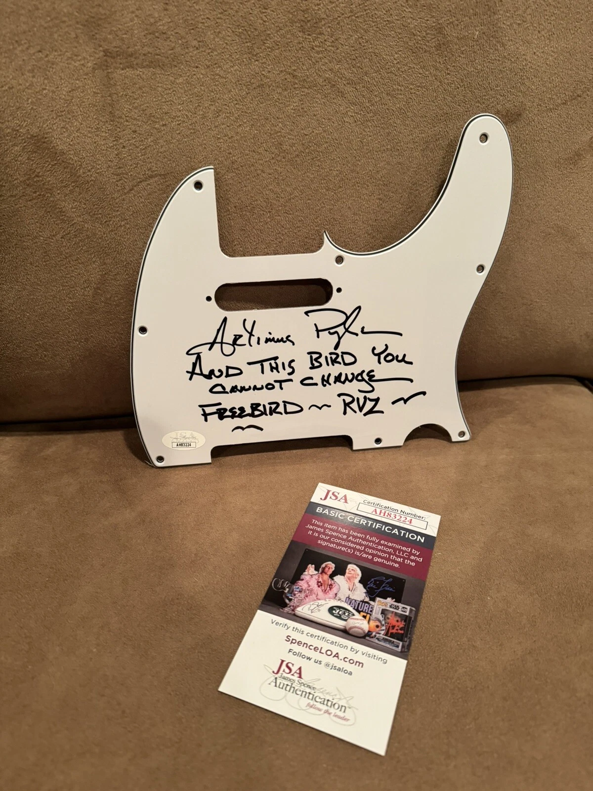 Artimus Pyle Signed TelePick Guard JSA Lynyrd Skynyrd Freebird Lyrics!