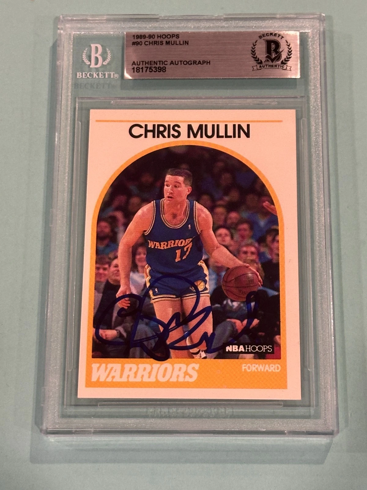 CHRIS MULLIN Signed 1989-90  HOOPS Card #90 Beckett (BAS)