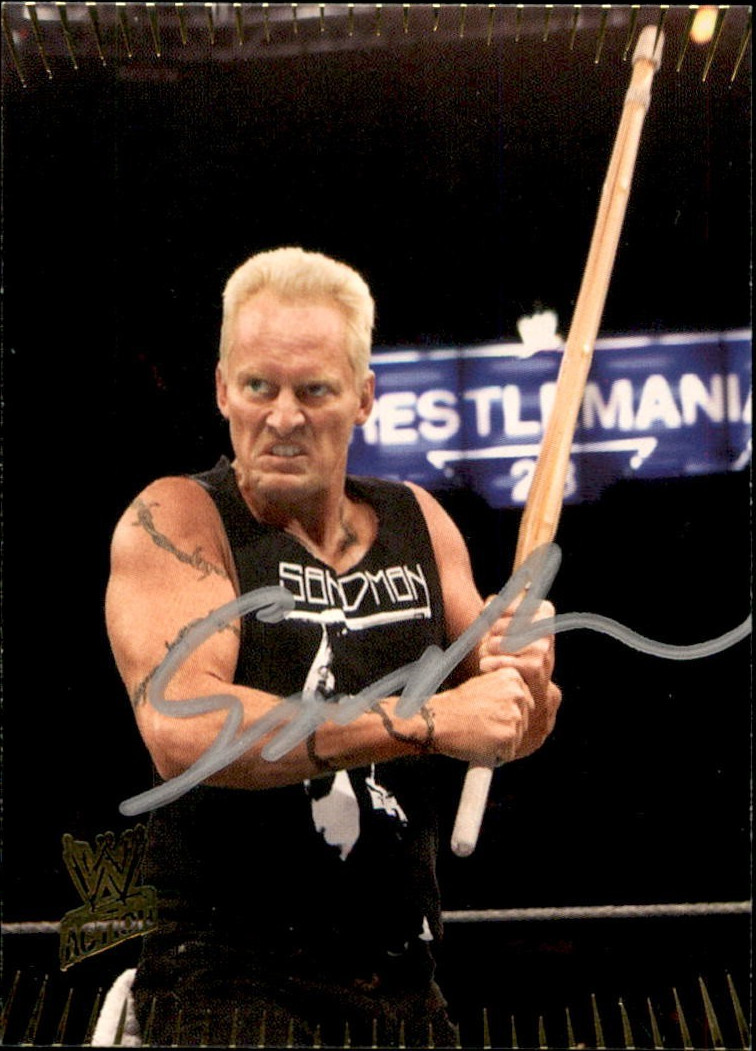 SANDMAN SIGNED 2007 TOPPS WWE ACTION CARD #63 WWF COLLECTIBLE MEMORABILIA