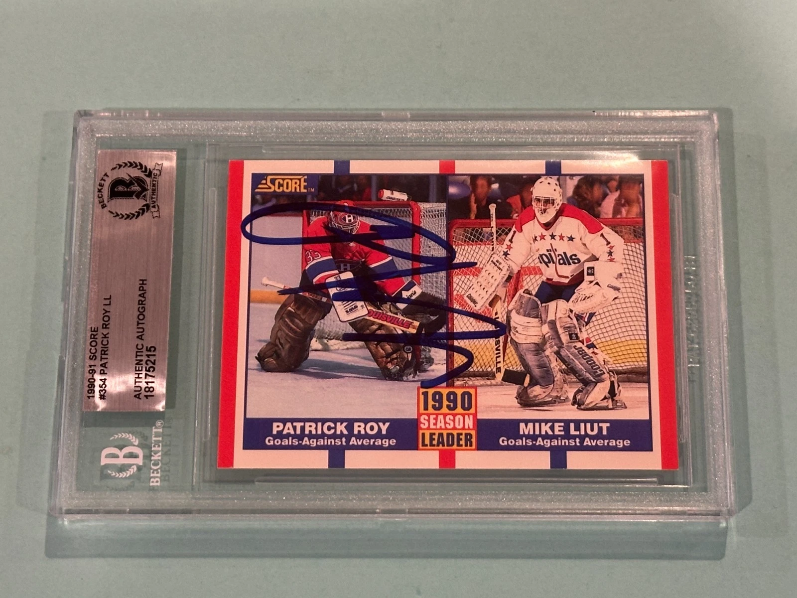 PATRICK ROY Signed 1990-91 SCORE Card #354 Beckett BAS