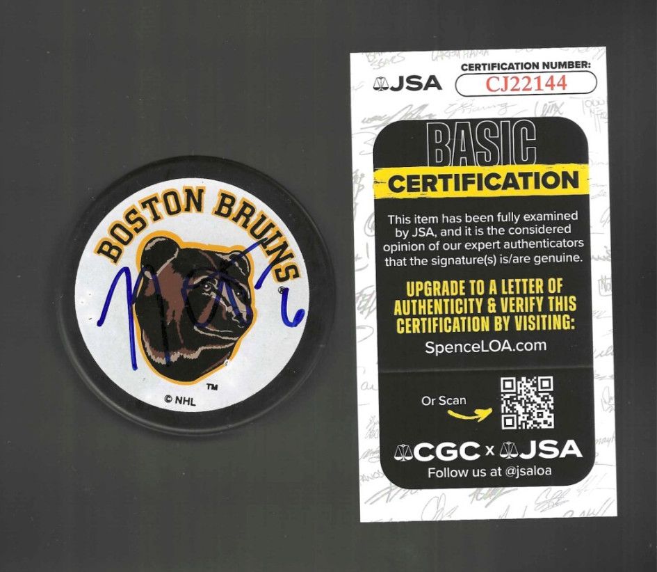 Joe Thornton Signed Boston Bruins Ravens Athletic Puck JSA COA