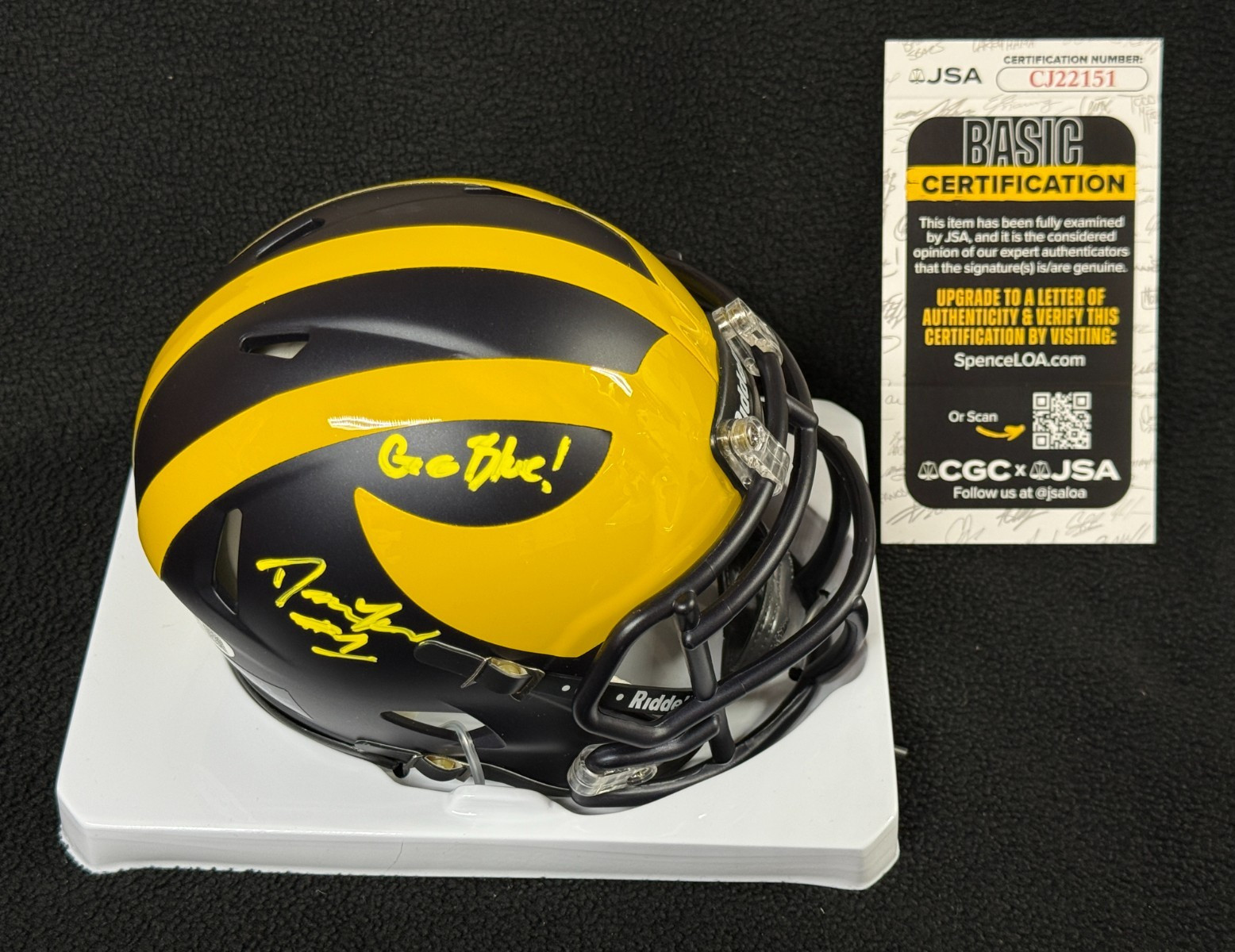 Donaven McCulley Signed & Inscribed Michigan Wolverines Mini Helmet JSA COA