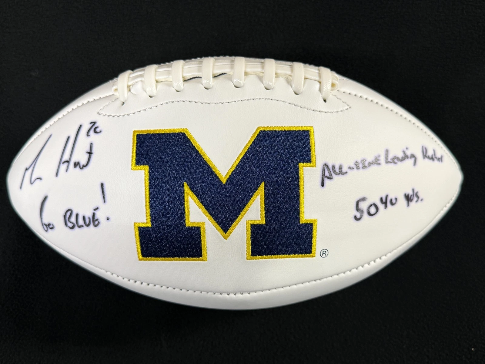Mike Hart Signed & Triple-Inscribed Michigan Wolverines Football BAS Witness COA