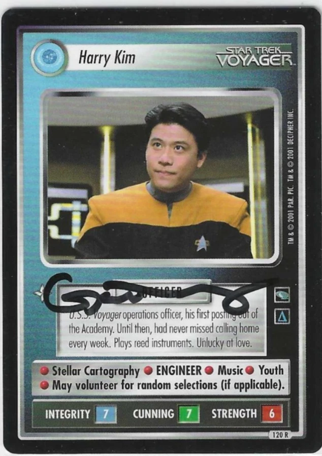 Garrett Wang Signed Star Trek Voyager Game Card Harry Kim