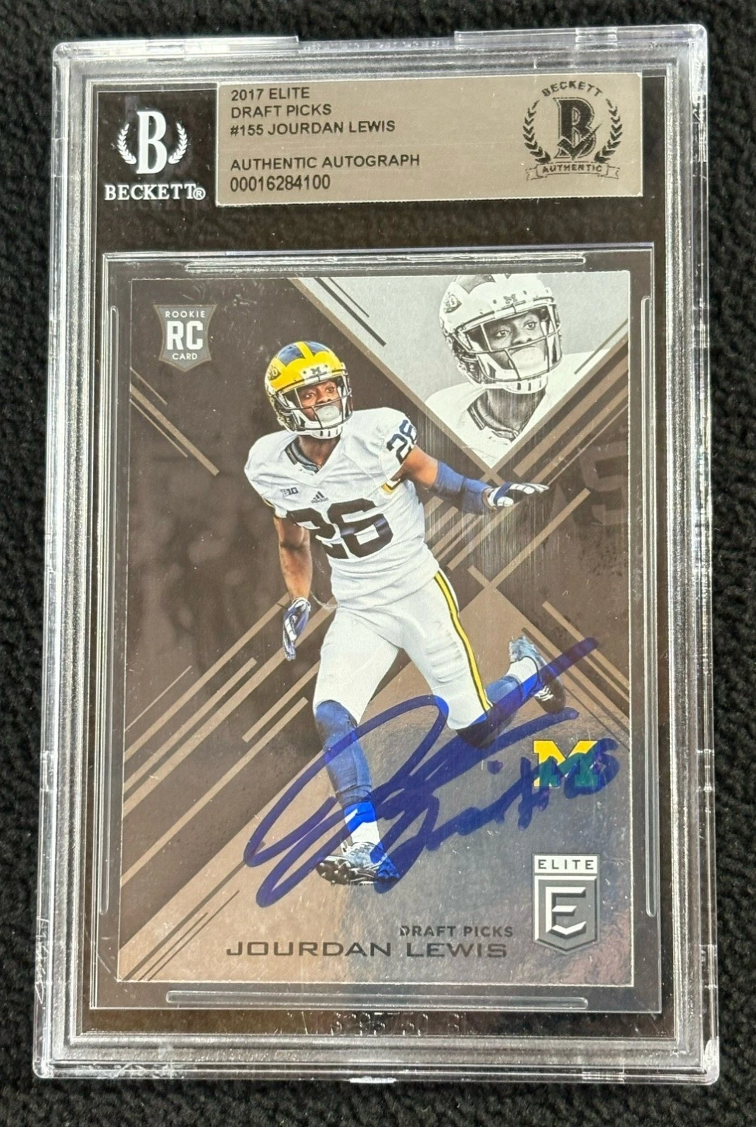 Jourdan Lewis Signed 2017 Elite Draft Picks Rookie Card #155 BAS Certified