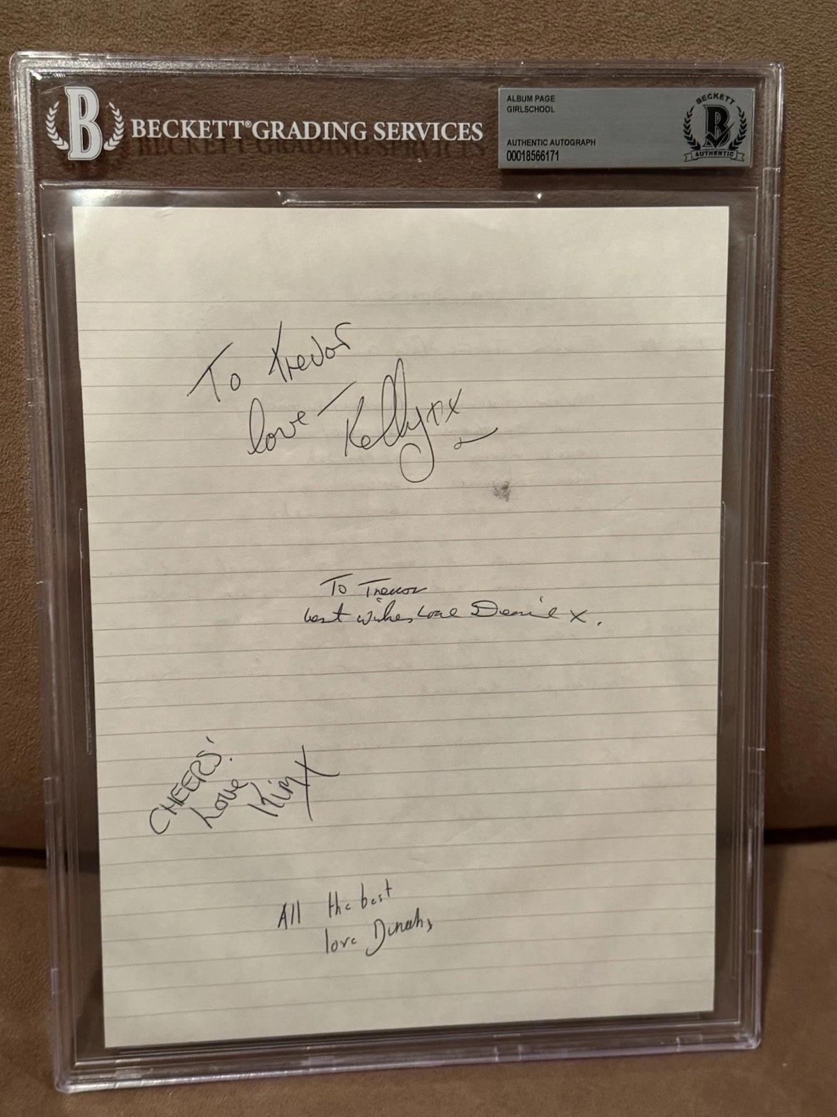 The Band “Girlschool” Signed Autographed Album Page by 4 Beckett Denise Kelly +