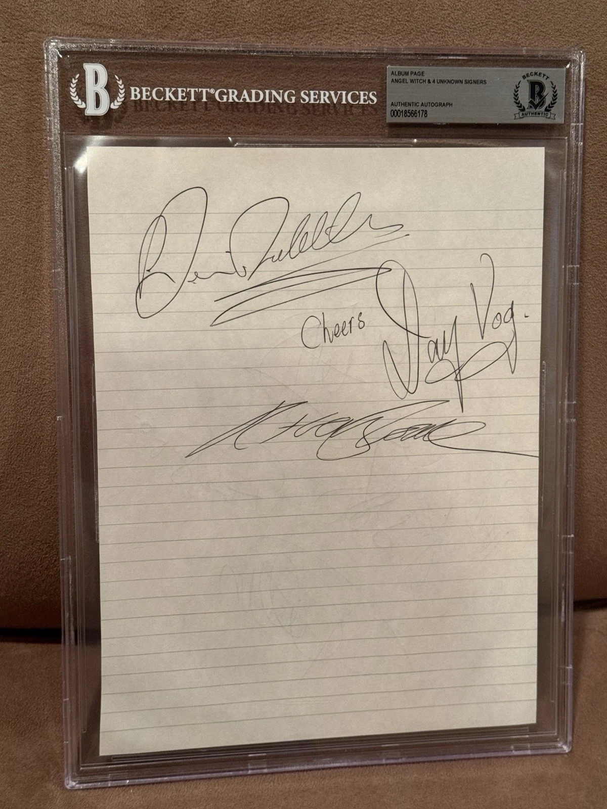 The Band “Angel Witch” Signed Autographed Album Page by 3 Beckett Kevin Dave +