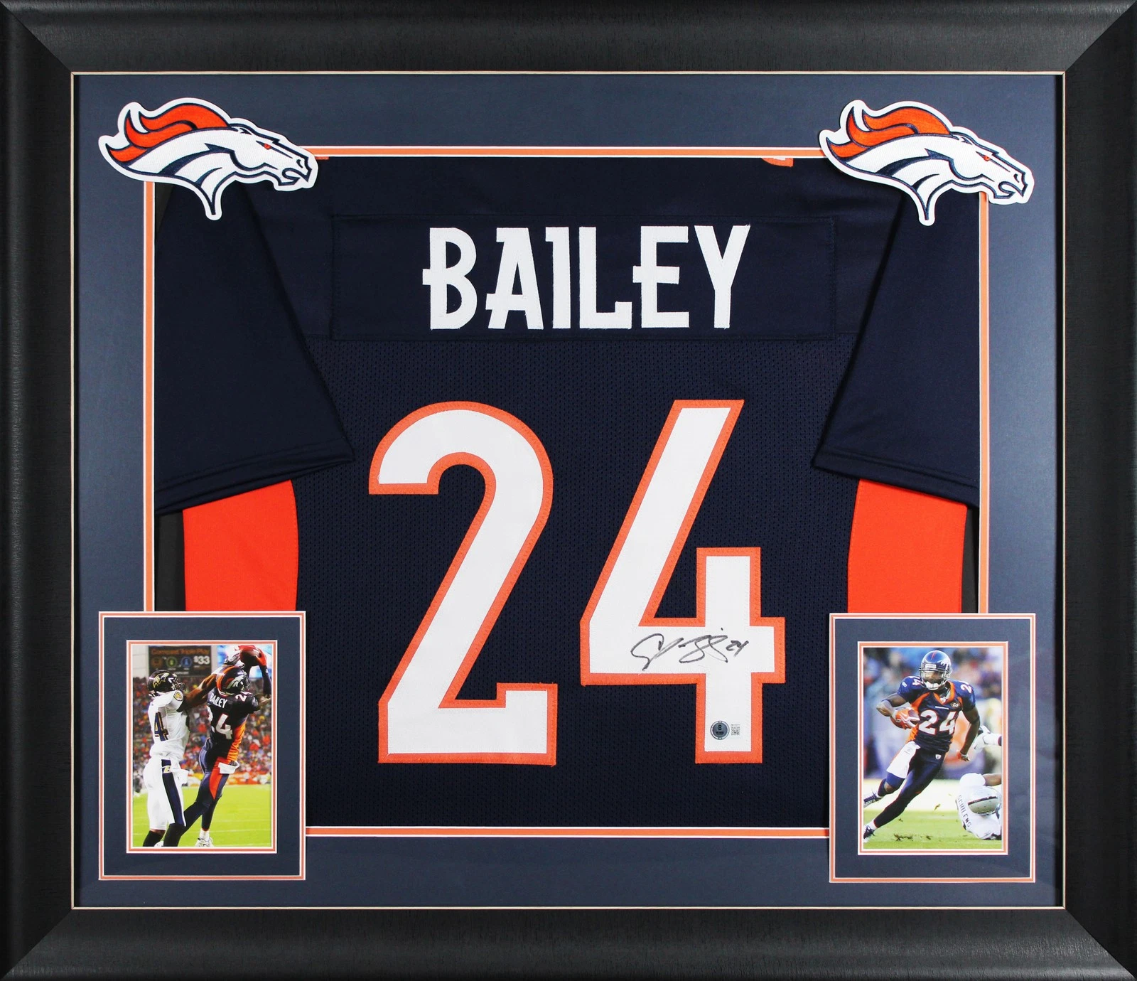 Broncos Champ Bailey Authentic Signed Navy Blue Framed Jersey BAS Witnessed