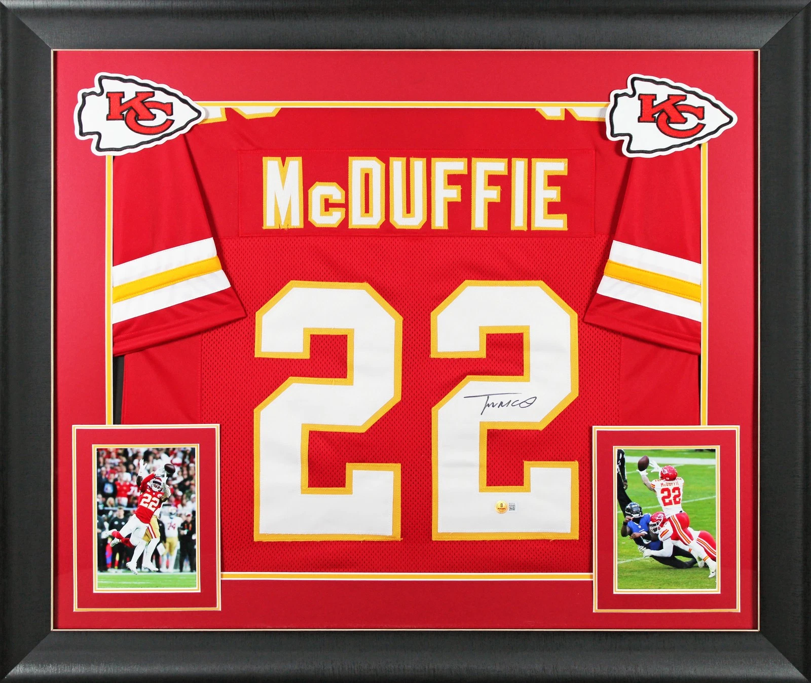 Trent McDuffie Authentic Signed Red Pro Style Framed Jersey BAS Witnessed
