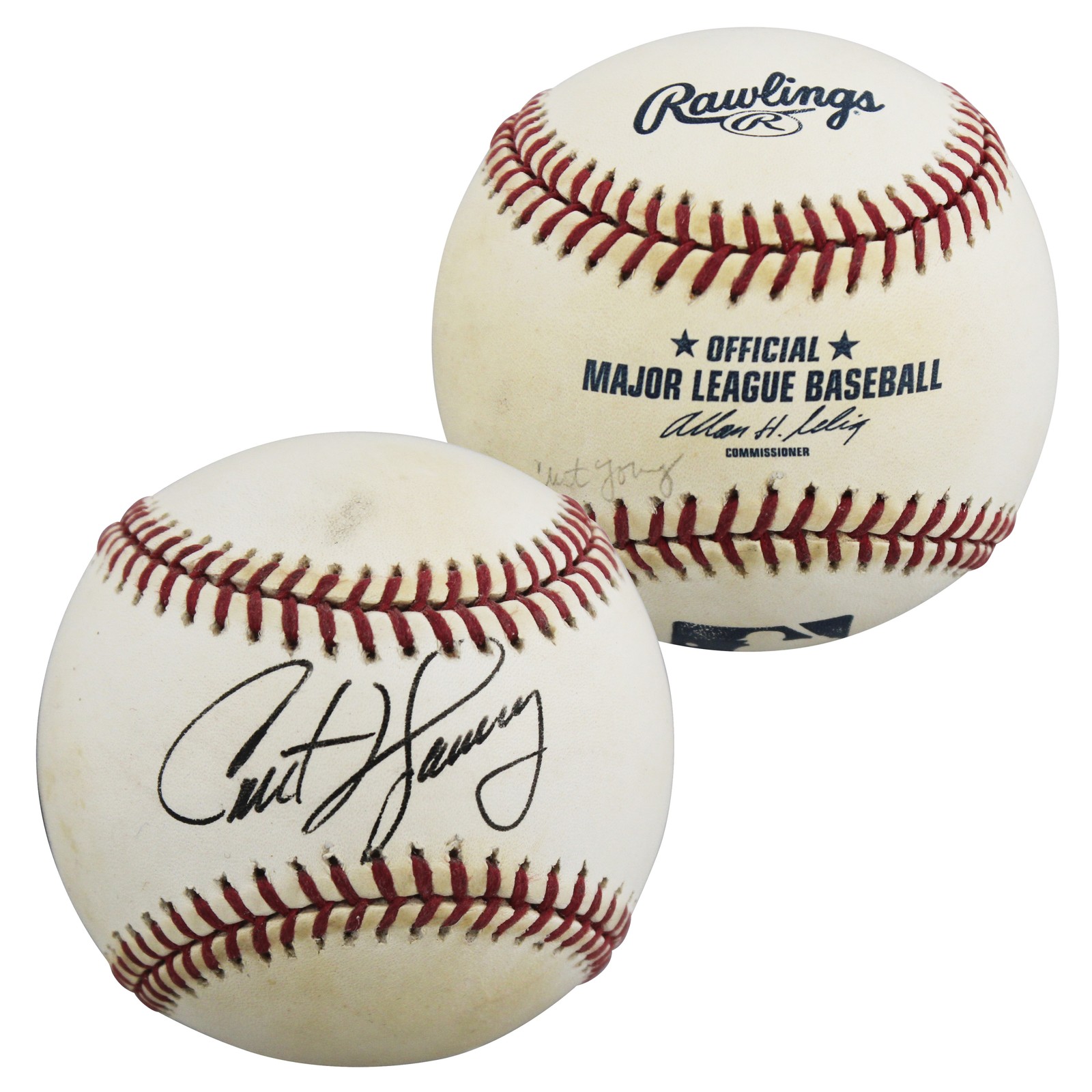 Athletics Curt Young Authentic Signed Allen Selig OML Baseball BAS #BU64324