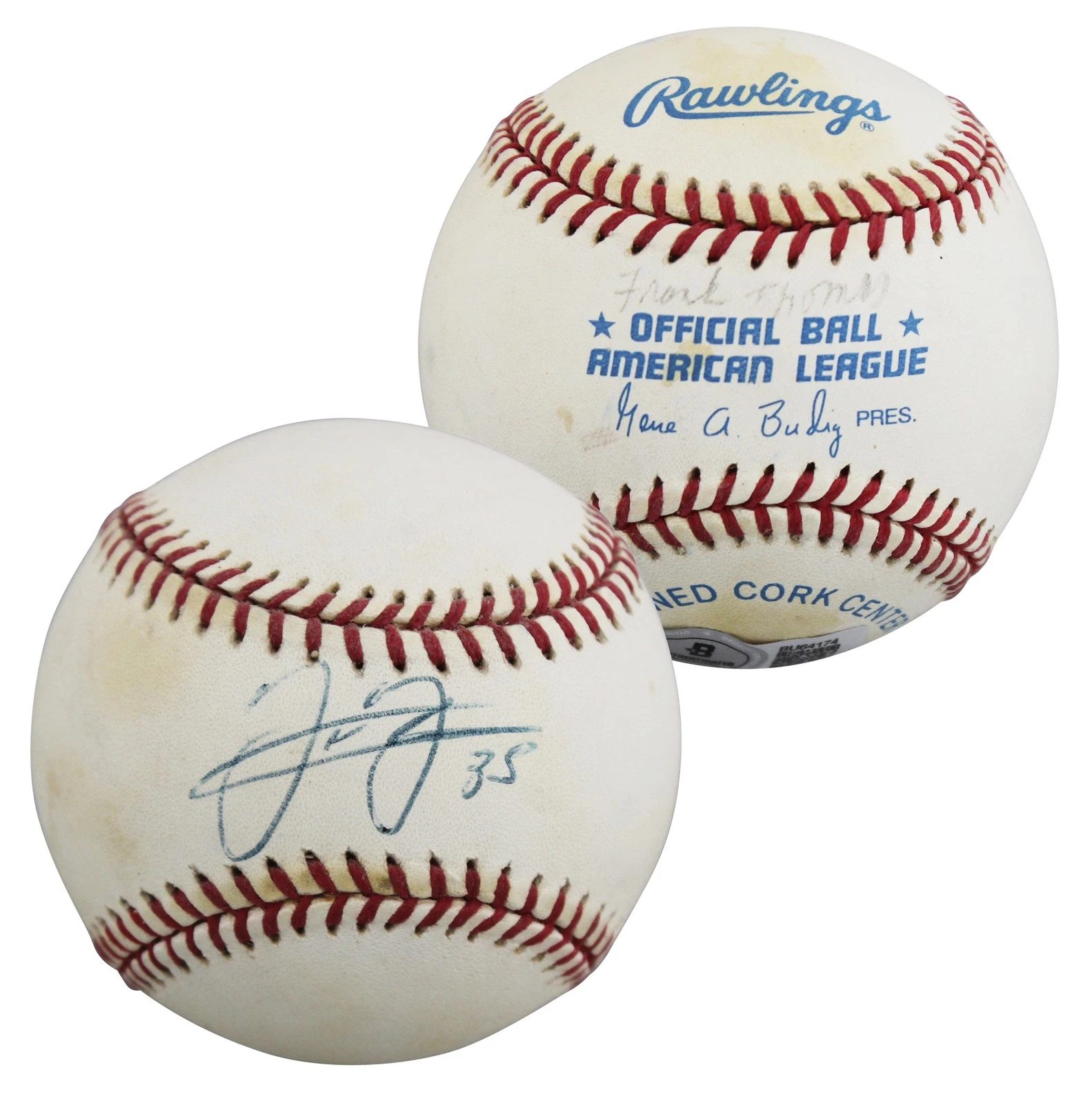 White Sox Frank Thomas Authentic Signed Gene Budig OAL Baseball BAS #BU64174