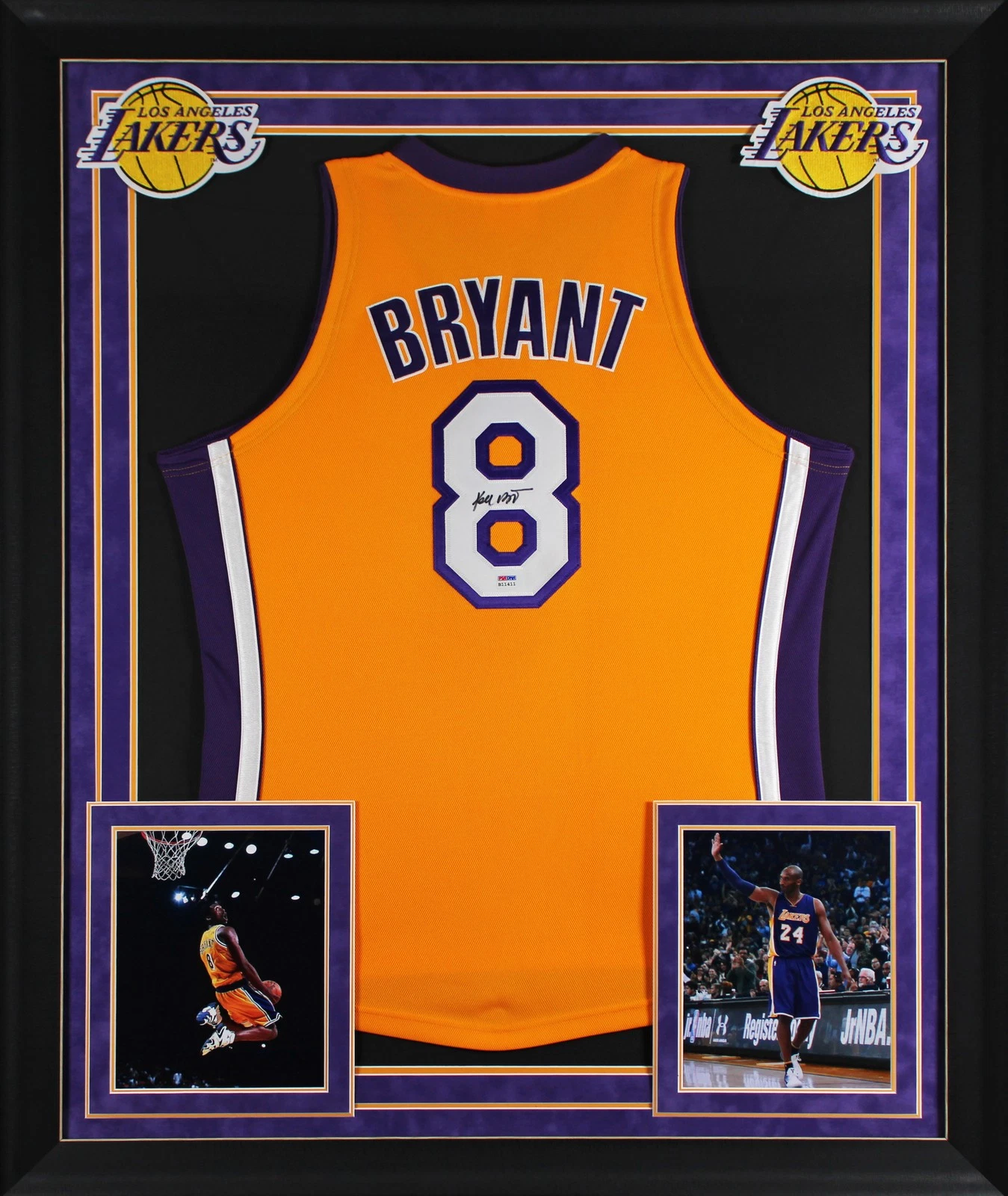 Lakers Kobe Bryant Signed Yellow M&N 2000-01 HWC Authentic Framed Jersey PSA/DNA