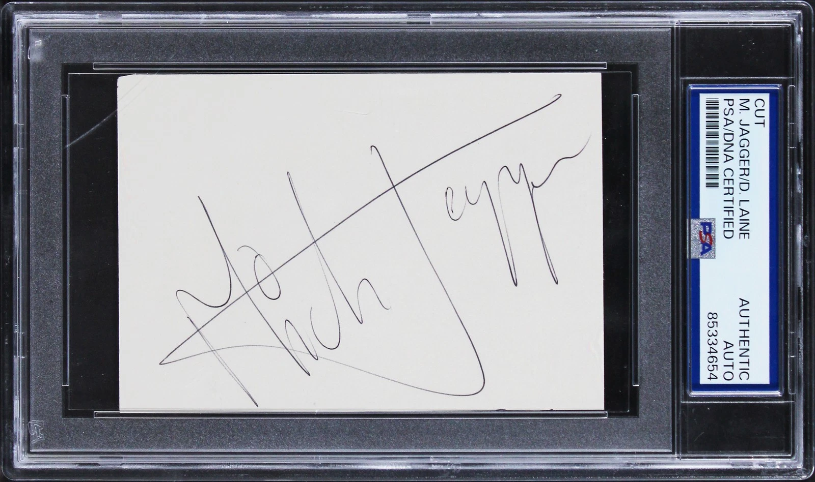 Mick Jagger The Rolling Stones Authentic Signed 3x4.25 Cut Signature PSA Slabbed