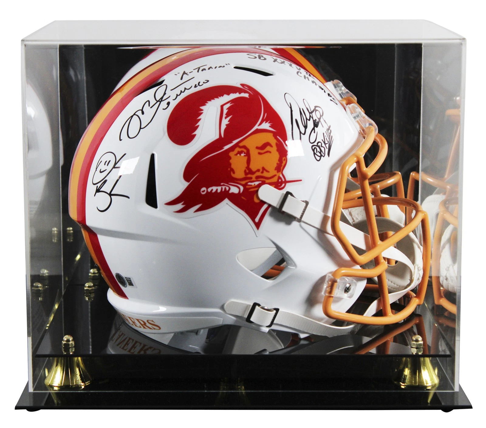 Bucs (3) Sapp, Alstott & Brooks Signed 76-96 TB F/S Speed Rep Helmet W/ Case BAS
