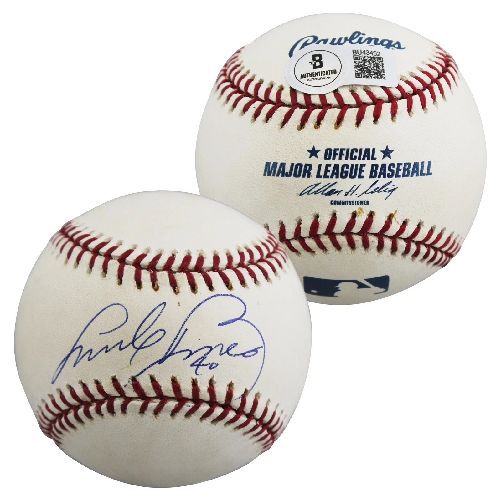 Padres Andy Benes Authentic Signed Allen Selig OML Baseball BAS #BU43452