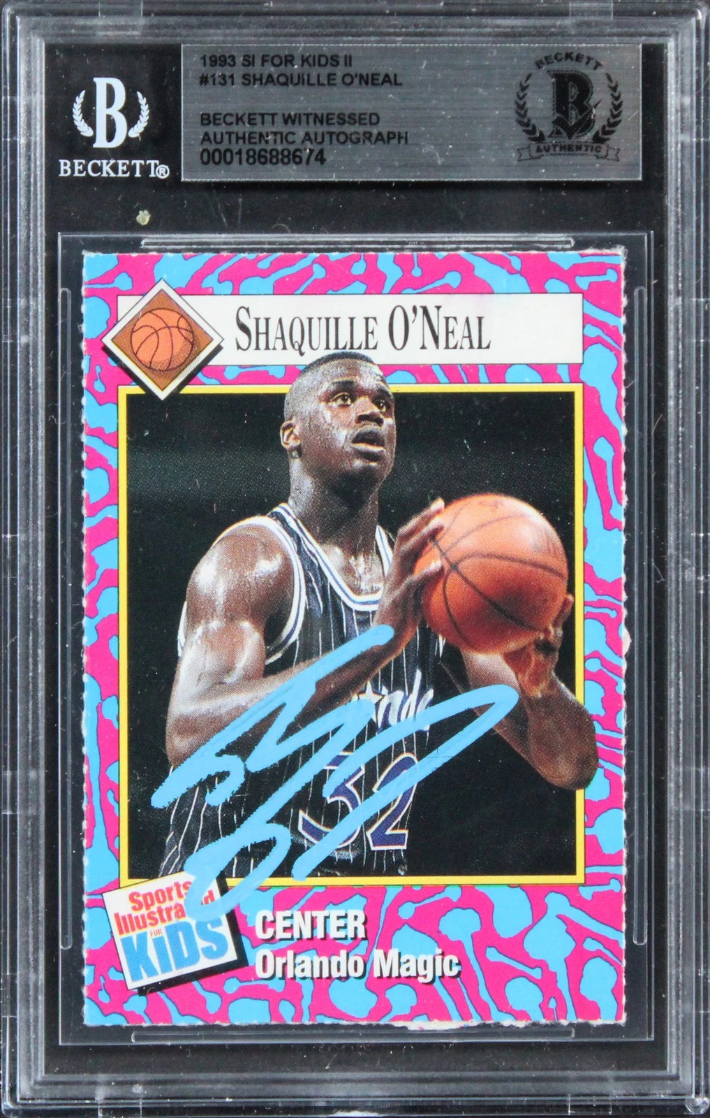 Magic Shaquille O'Neal Signed 1993 SI For Kids II #131 Card BAS Slabbed