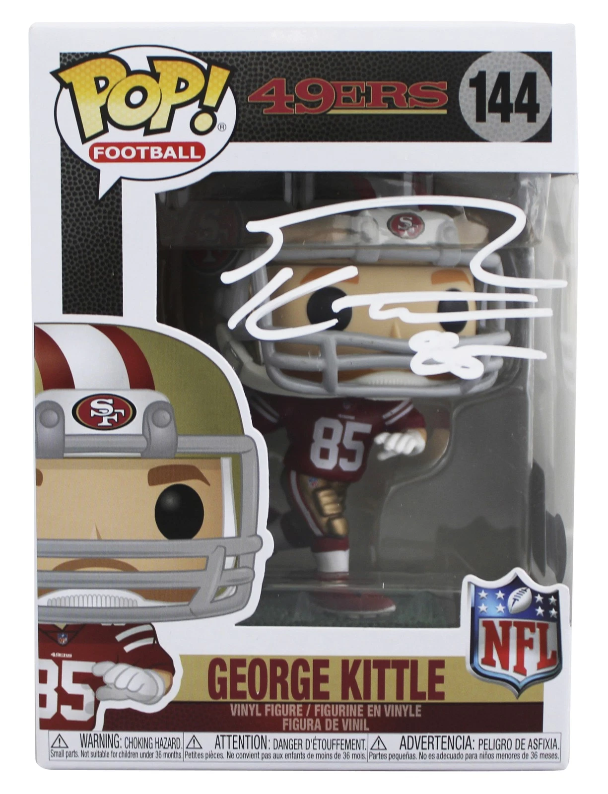49ERS GEORGE KITTLE AUTHENTIC SIGNED #144 FUNKO POP VINYL FIGURE BAS WITNESSED COLLECTIBLE MEMORABILIA