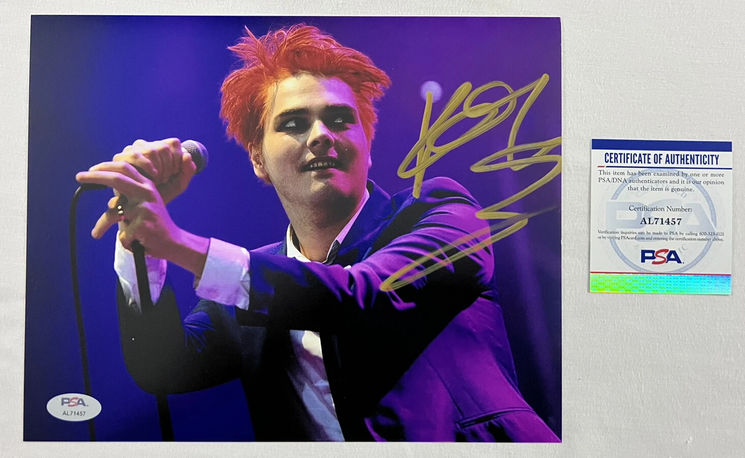 GERARD WAY SIGNED 8x10 PHOTO MY CHEMICAL ROMANCE SINGER AUTOGRAPH PSA COA