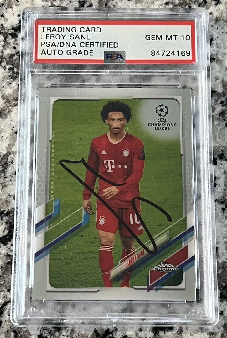 2020-21 Topps Chrome UEFA Champions League #62 Leroy Sane SIGNED AUTO PSA