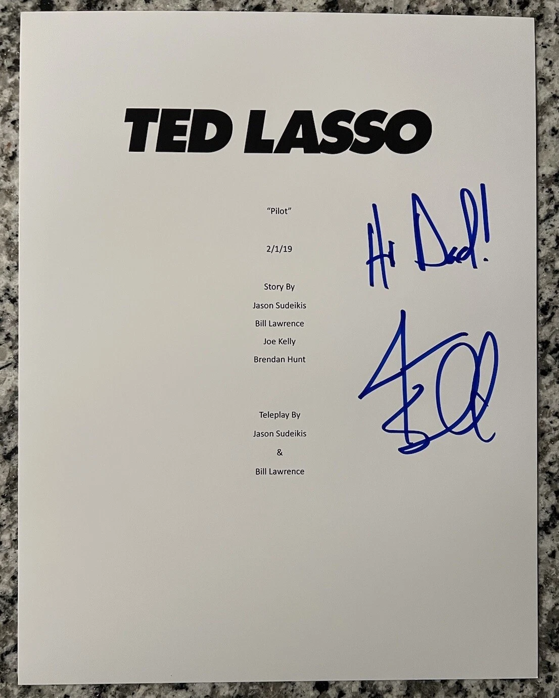 JASON SUDEIKIS SIGNED SCRIPT TED LASSO TV SHOW AUTHENTIC AUTOGRAPH COA