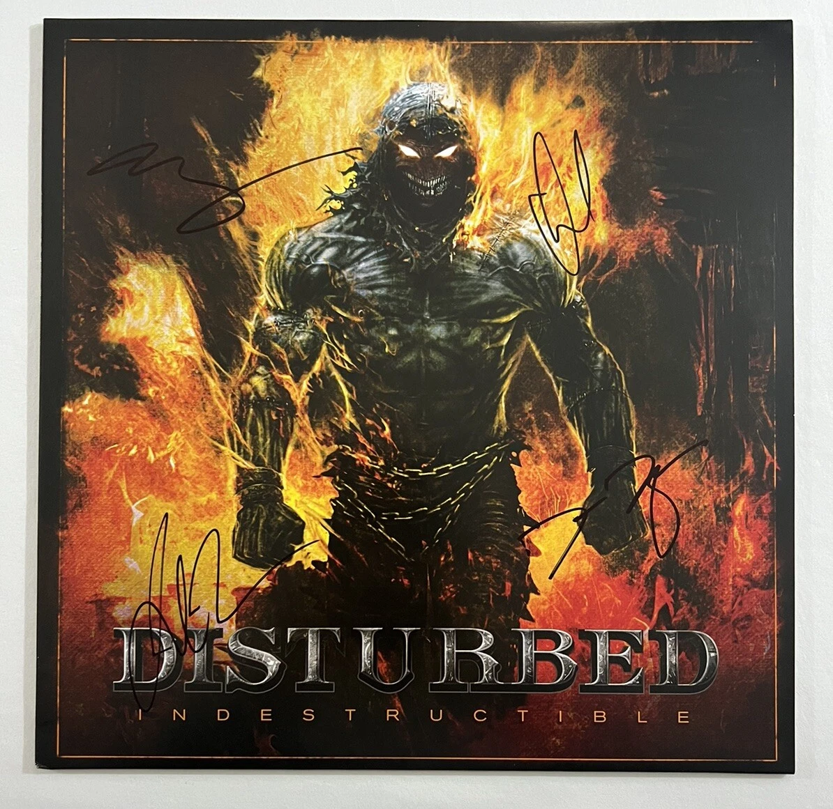DISTURBED FULL BAND SIGNED INDESTRUCTIBLE VINYL AUTHENTIC AUTOGRAPH COA