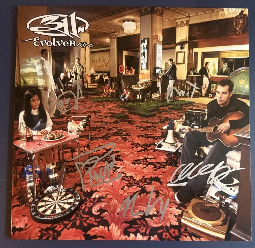 311 FULL BAND SIGNED EVOLVER VINYL AUTOGRAPH AUTHENTIC NICK HEXUM COA