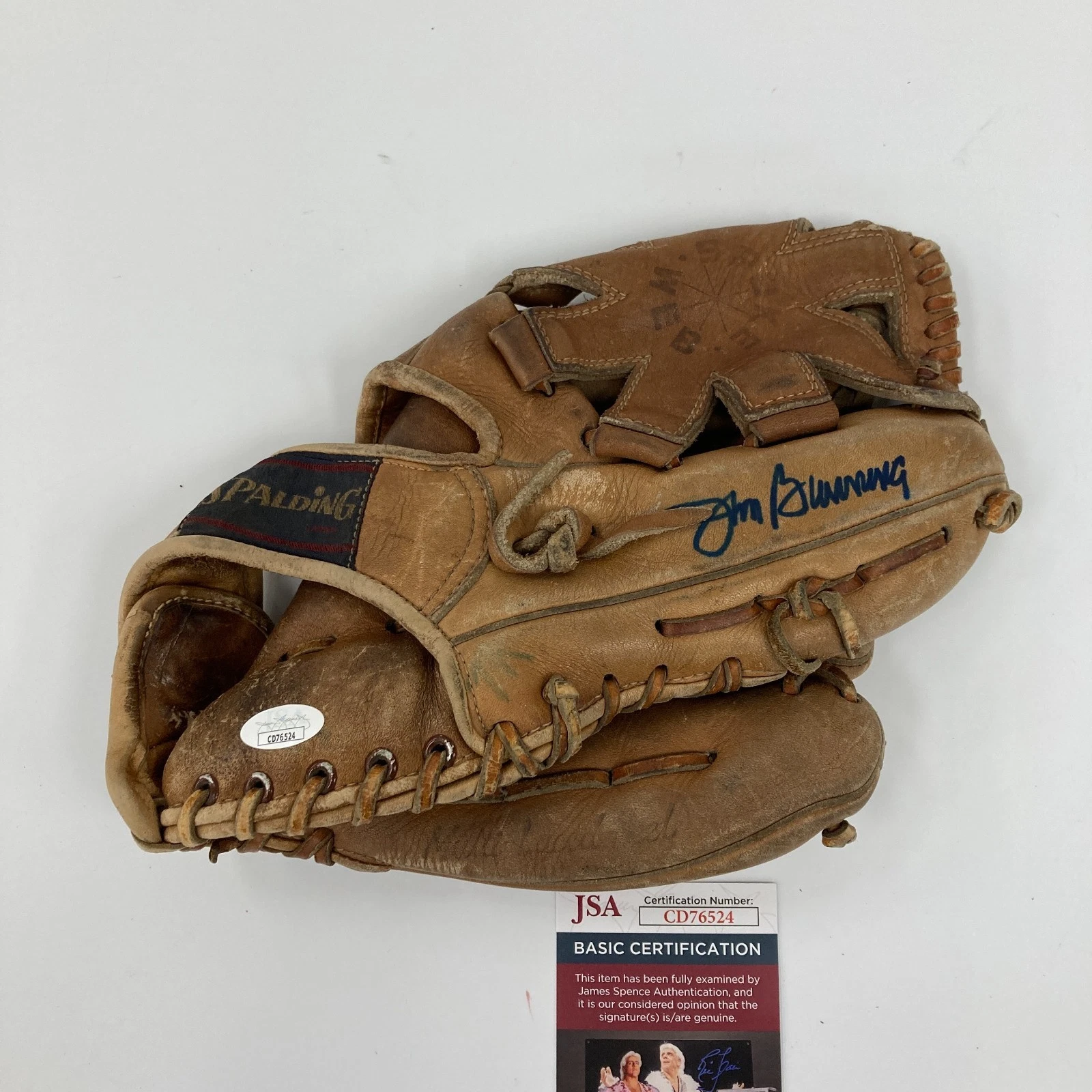 Jim Bunning  Signed Vintage Spalding Game Model Baseball Glove JSA COA