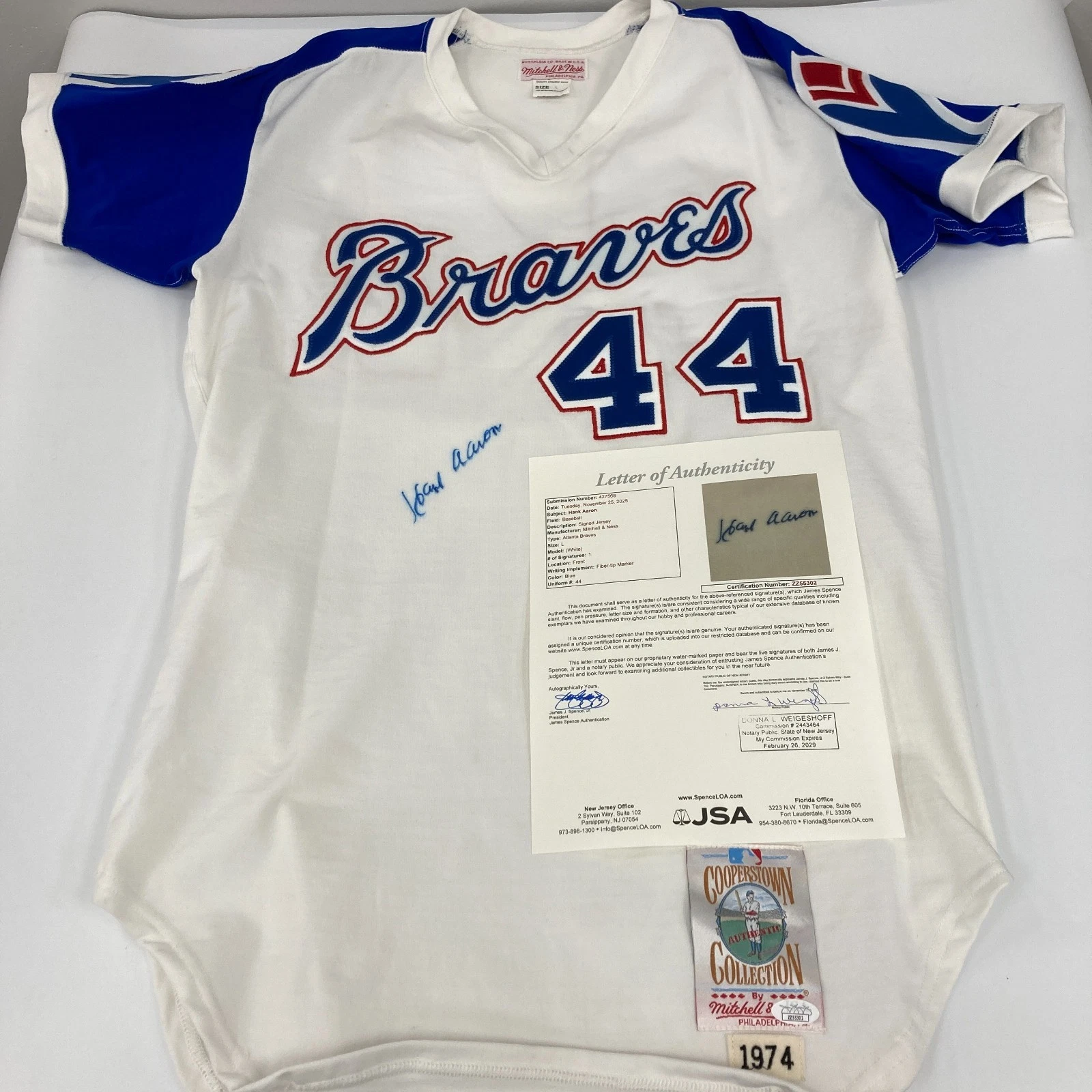 Hank Aaron 755 Home Runs Signed Authentic 1974 Atlanta Braves Jersey JSA COA