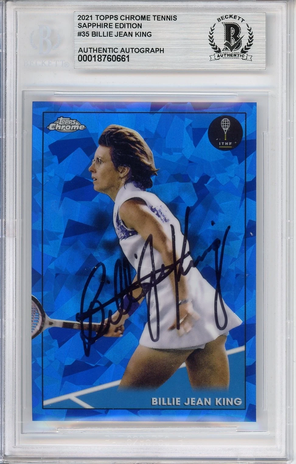 2021 Topps Chrome Sapphire SIGNED Card BILLIE JEAN KING BAS BECKETT COA Auto