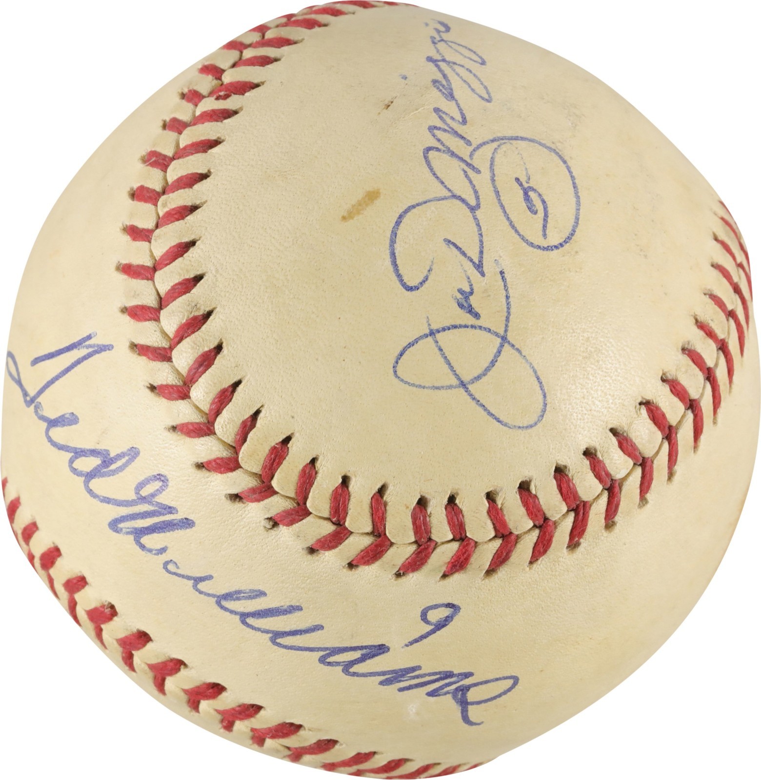 Joe Dimaggio #5 & Ted Williams #9 Signed 1940's AL Harridge Baseball PSA DNA