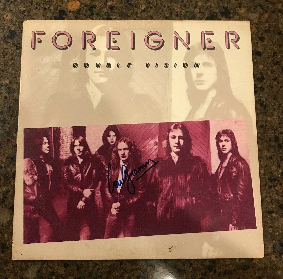 * FOREIGNER * signed autographed album * DOUBLE VISION *  LOU GRAMM * 2