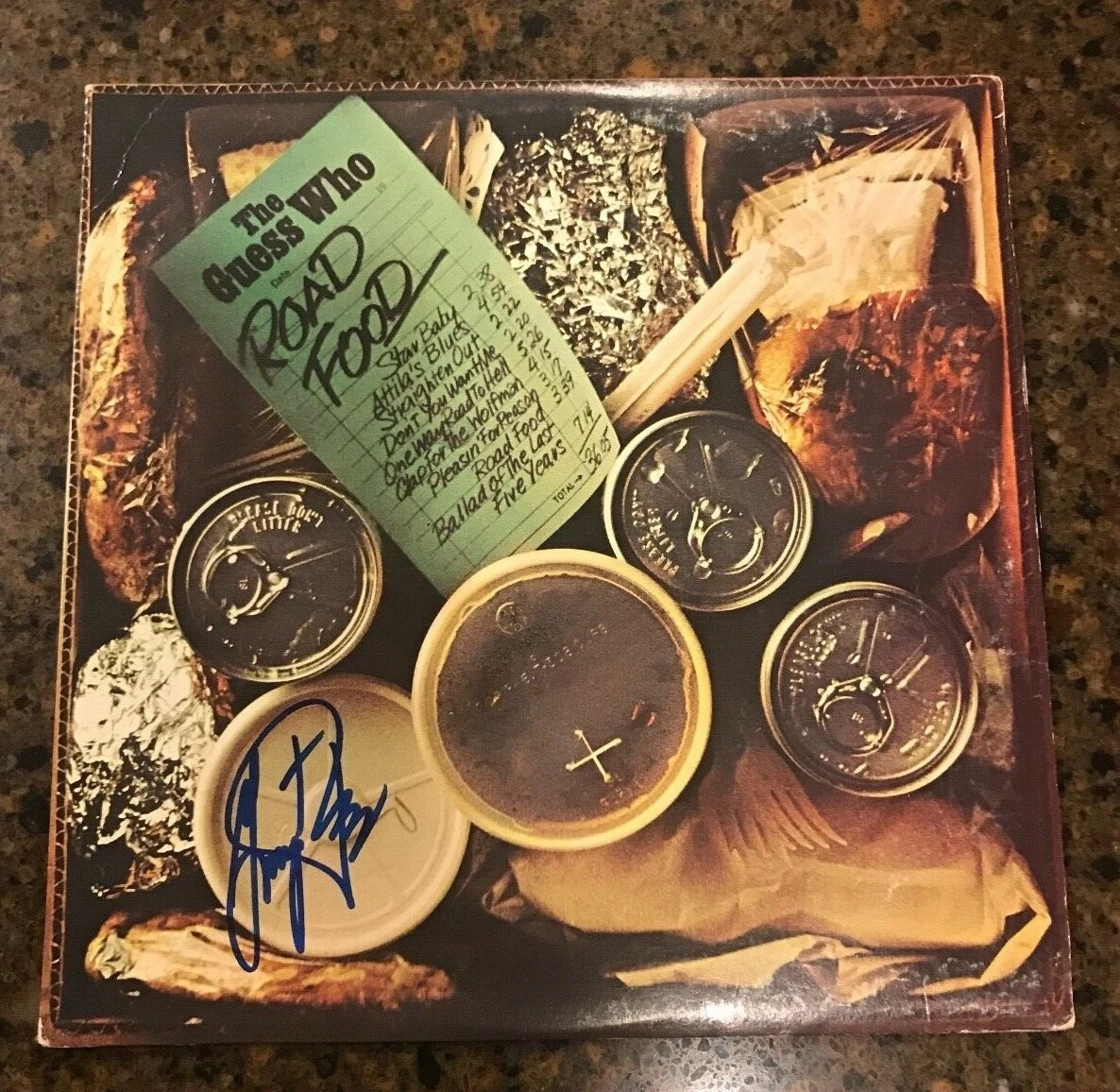 * GARRY PETERSON * signed album * THE GUESS WHO * ROAD FOOD * 1