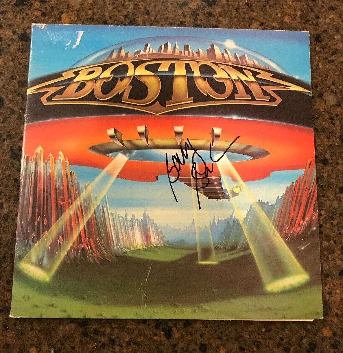 * BARRY GOUDREAU * signed autographed vinyl album * BOSTON * DONT LOOK BACK * 3
