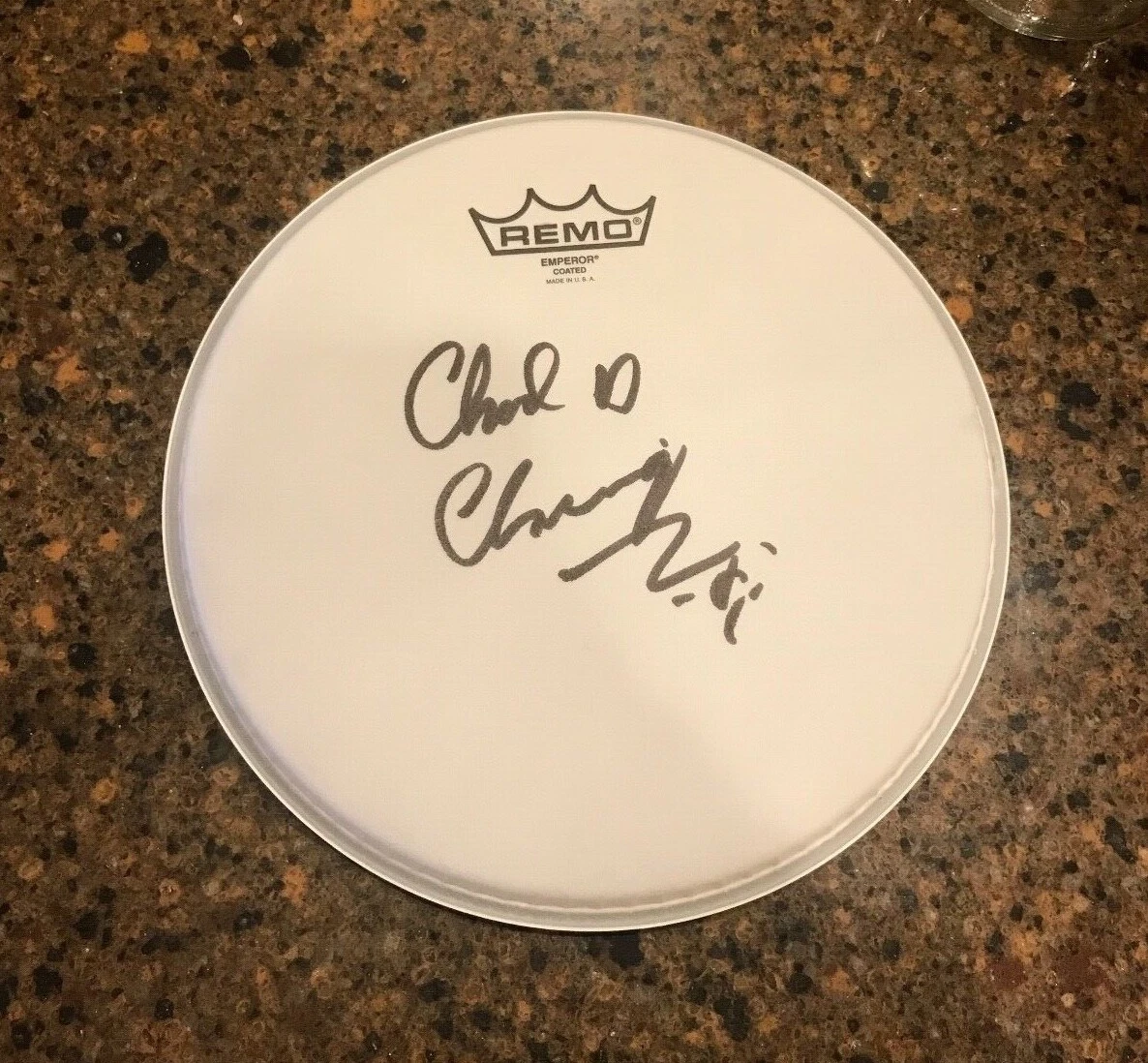 * CHAD CHANNING * SIGNED 10″ REMO DRUMHEAD  * NIRVANA DRUMMER * PROOF * 3 COLLECTIBLE MEMORABILIA