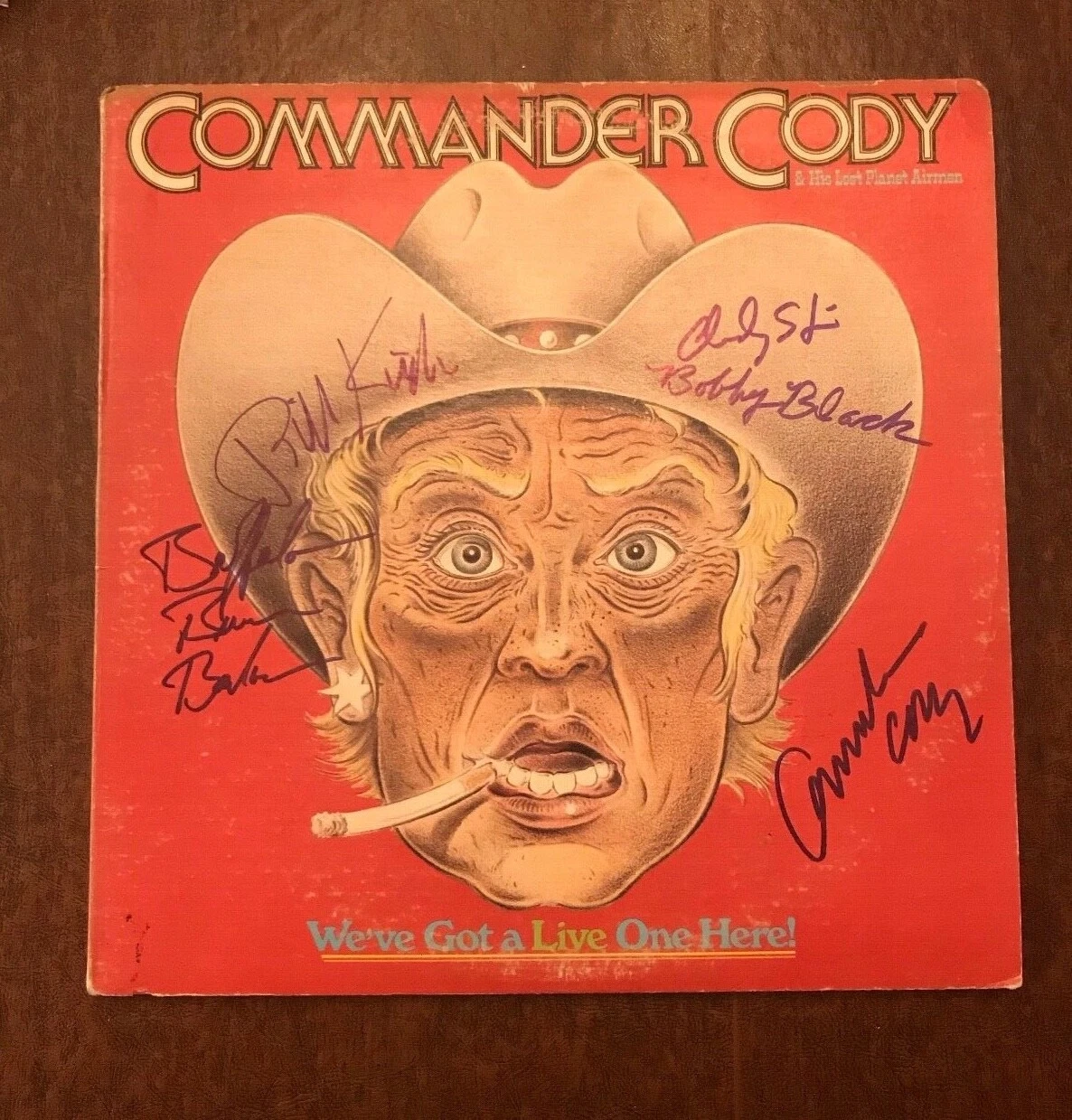 * COMMANDER CODY & HIS LOST PLANET AIRMEN * signed album * LIVE ONE HERE * 2