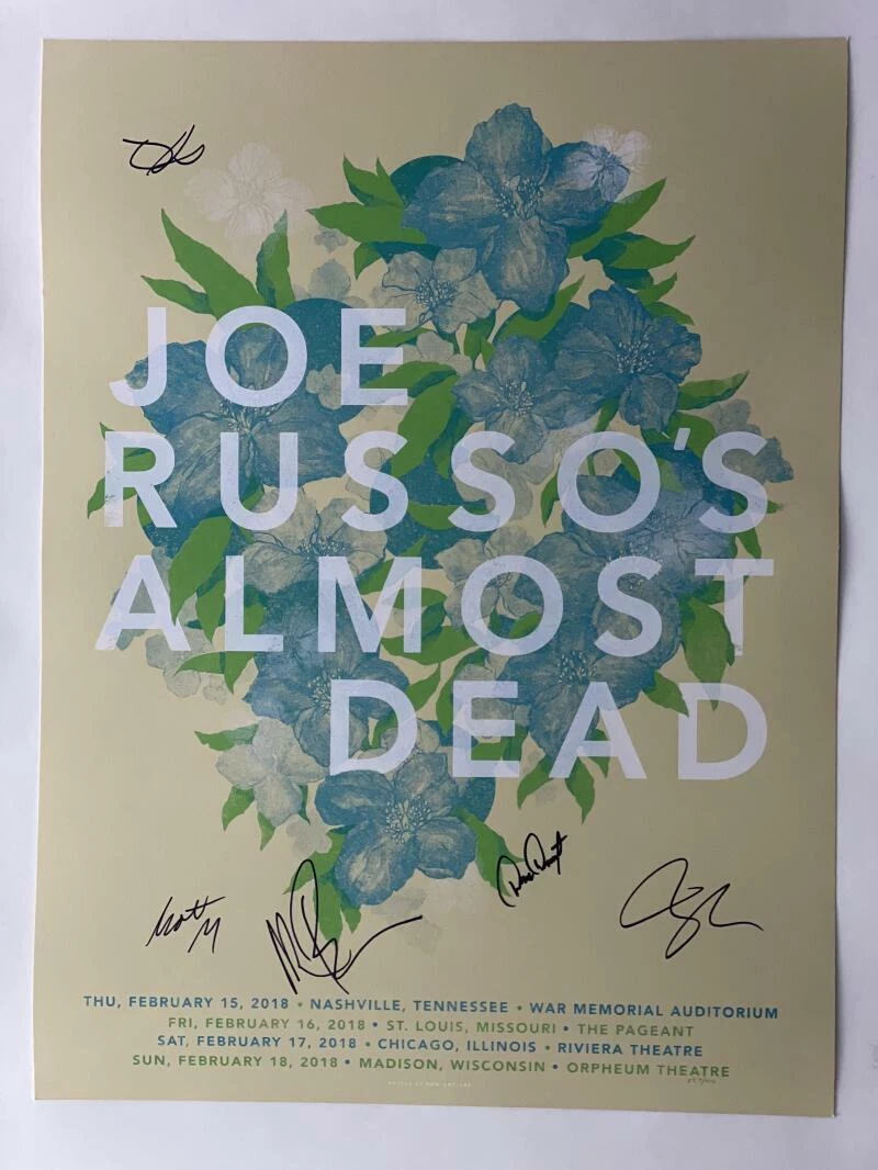 JOE RUSSO'S ALMOST DEAD SIGNED AUTOGRAPH 18X24 CONCERT TOUR POSTER ST LOUIS 2019