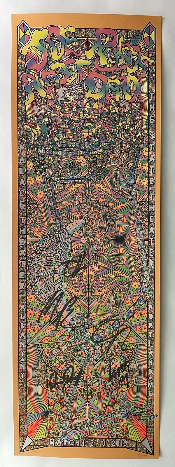 JOE RUSSO'S ALMOST DEAD SIGNED AUTOGRAPH 12X36 CONCERT TOUR POSTER GRATEFUL DEAD